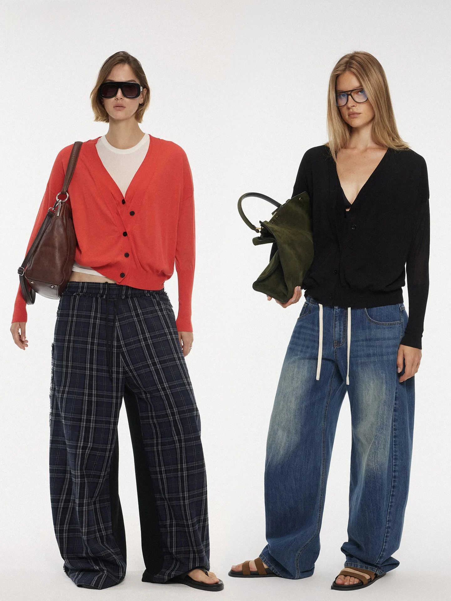 

ACSENSE Повседневный вязаный кардиган из шелковой смеси с V-образным вырезом, имитация двухслойности, свободный крой, удобная верхняя одежда для отдыха, женский кардиган