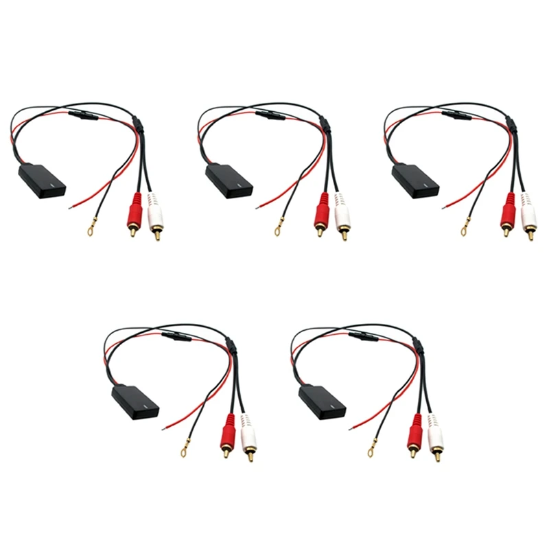 

5X Универсальный модуль приемника Bluetooth AUX, 2 RCA-кабеля, адаптер радио, стерео, беспроводной аудио вход, воспроизведение музыки для грузовика