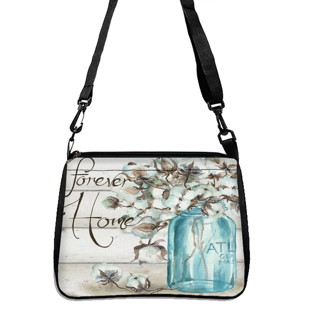 Retro Glass Cotton Sunflower Printed Shoulder Bag Double-sided Printed Shoulder Bag Daily Casual Bag 5.21