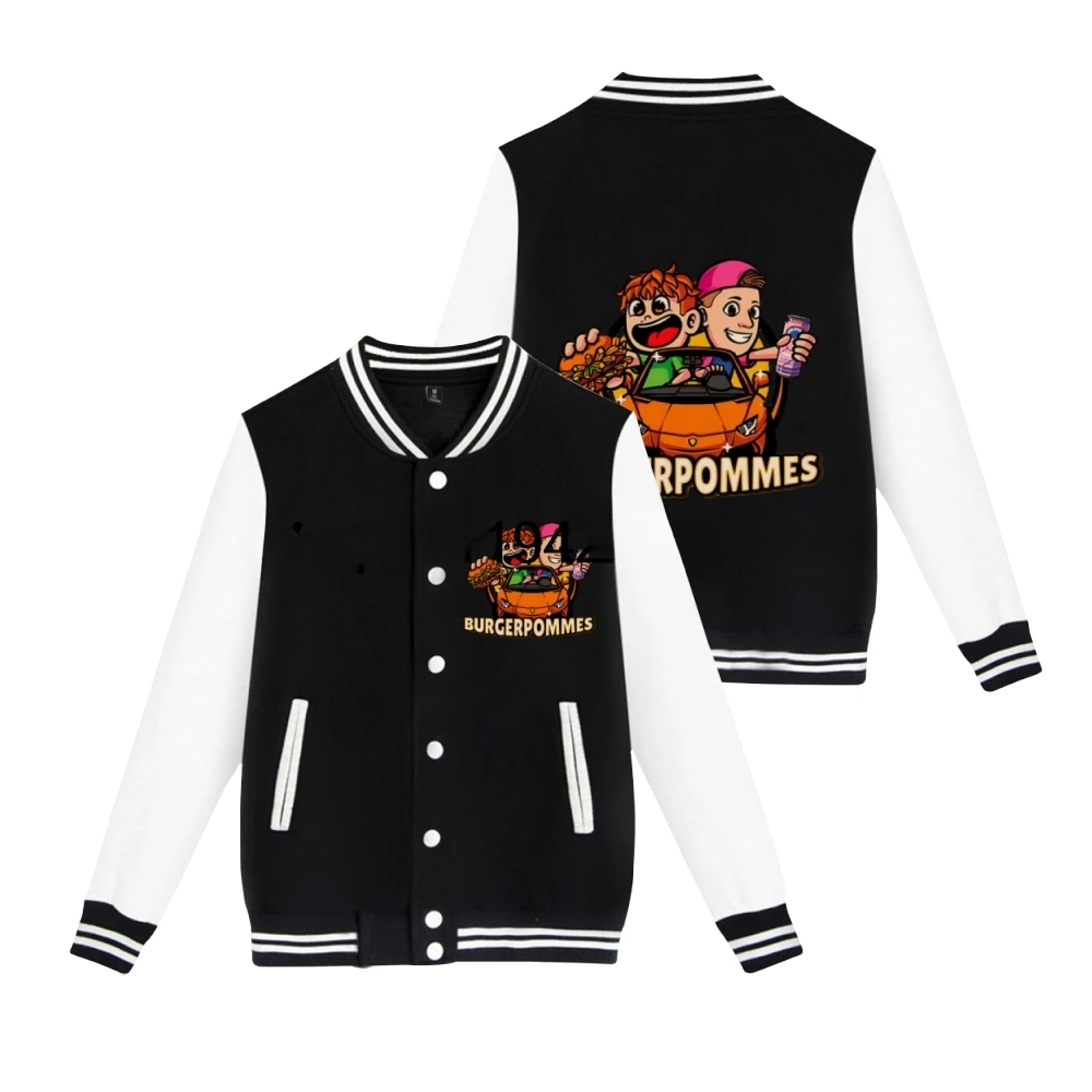 

Burgerpommes Icrimax Baseball Jacket Women Men Bomber Jacket Outerwear Streetwear Hip Hop Baseball Uniform Casual Tracksuit