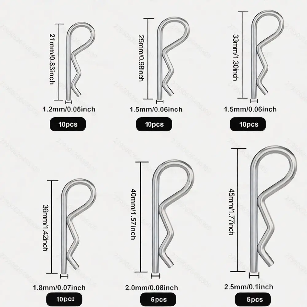 Durable Galvanized R Cotter Pins Wave Shape Retaining Clips Spring Steel Hardware Fastener For DIY Assembly Projects