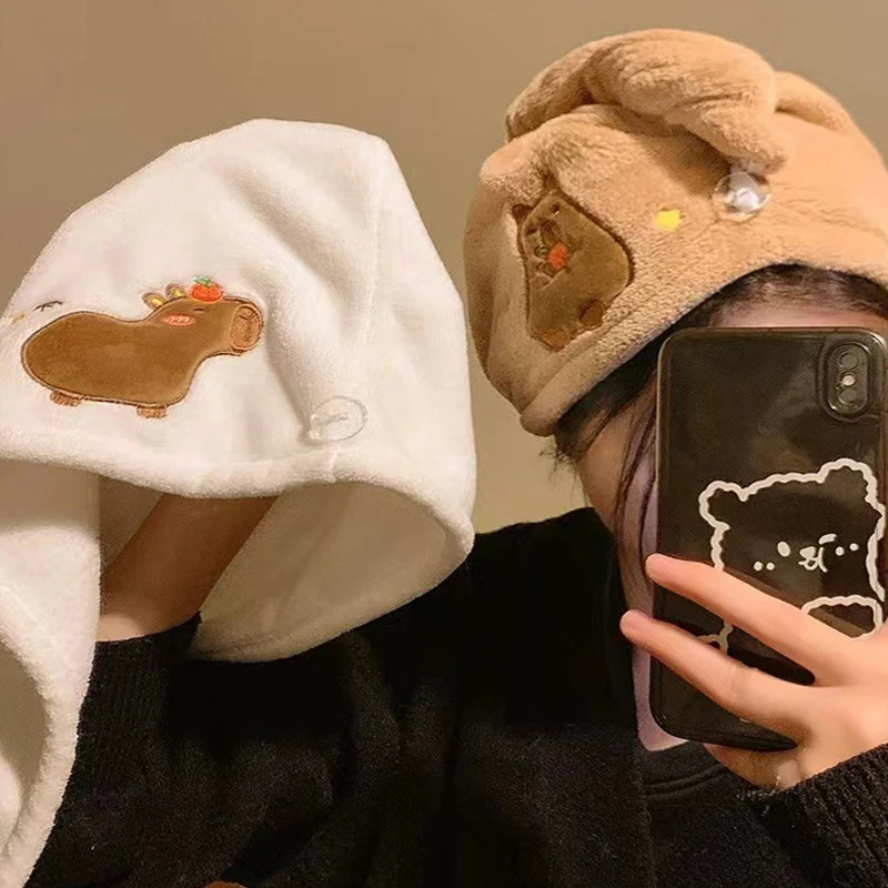 Topi pengering rambut Capybara topi handuk rambut cepat kering topi mandi Marmot Air topi handuk topi kering penyerap Super