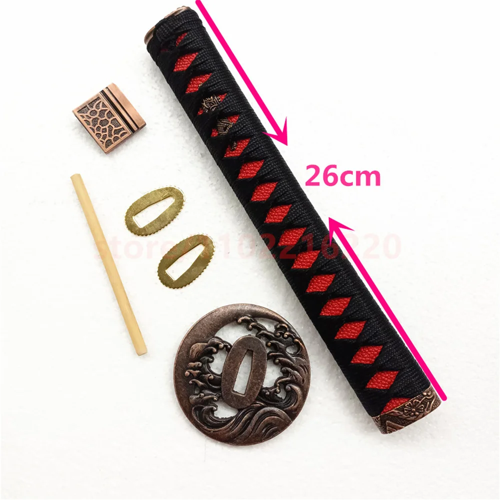 A Set Nice Tsuka Handle Hilt Alloy Tsuba Handguard Guard Alloy Habaki Seppa Japanese Real Japan Samurai Katana Sword FIttings