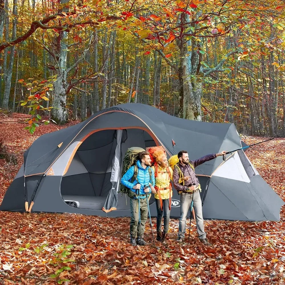 Camping Tent 10-Person-Family Tents, Parties, Music Festival,5 Large Mesh Windows, Double Layer,  Weather Resistant, Tents