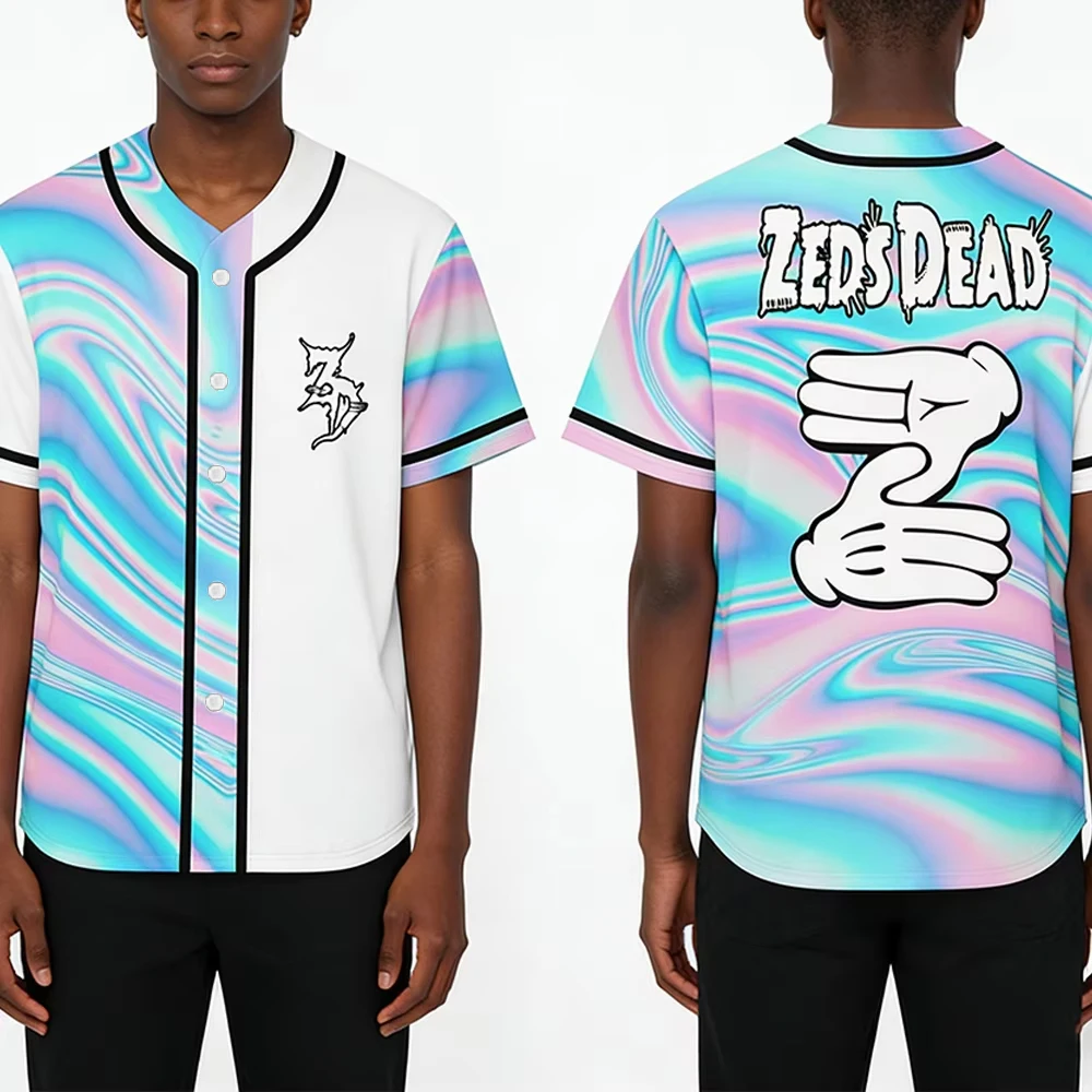

Zeds Dead Deadbeats Baseball Jersey V-Neck Short Sleeve Button-Down Shirts Women Men Streetwear Tops