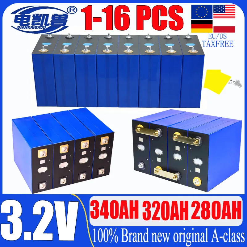 

New class A 340ah 320ah 280ah 3.2V LiFePO4 battery 10000 cycles 3C DIY 12V 24V 48V RV solar boat golf cart rechargeable battery