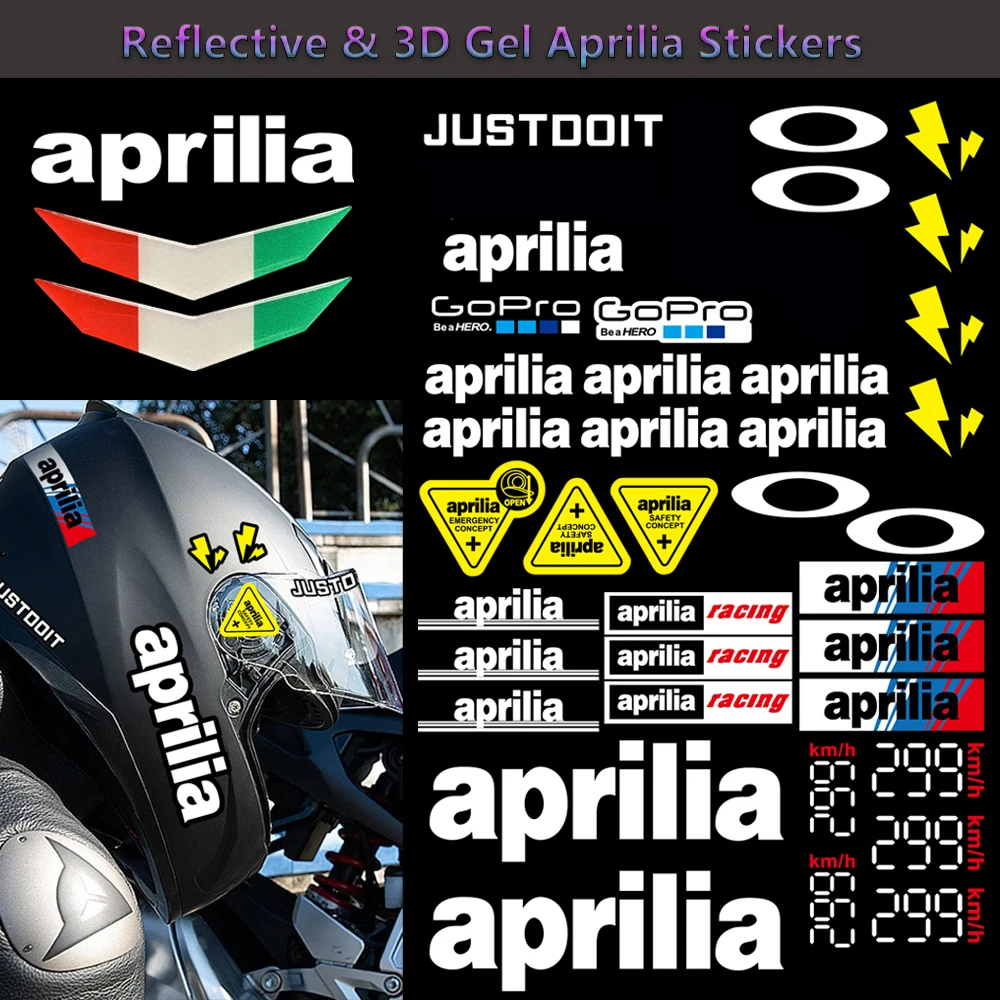 

Reflective Aprilia Motorcycle Decals Tank Helmet Body Stickers for Aprilia DORSODURO 750 FACTOR Racing RSV4 RS Tuono SR50 RS660