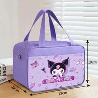 PU Large Lunch Box Insulation Bag Kuromi Student Portable Oxford Cloth Double Layer Water Proof Oil-Proof Girl Meal Bag