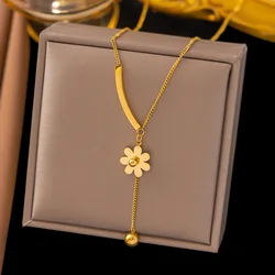 316L Stainless Steel 2021 Hot Sale Beautiful Flower Hanging Chain Long Style Exquisite Clavicle Chain Necklace For Women