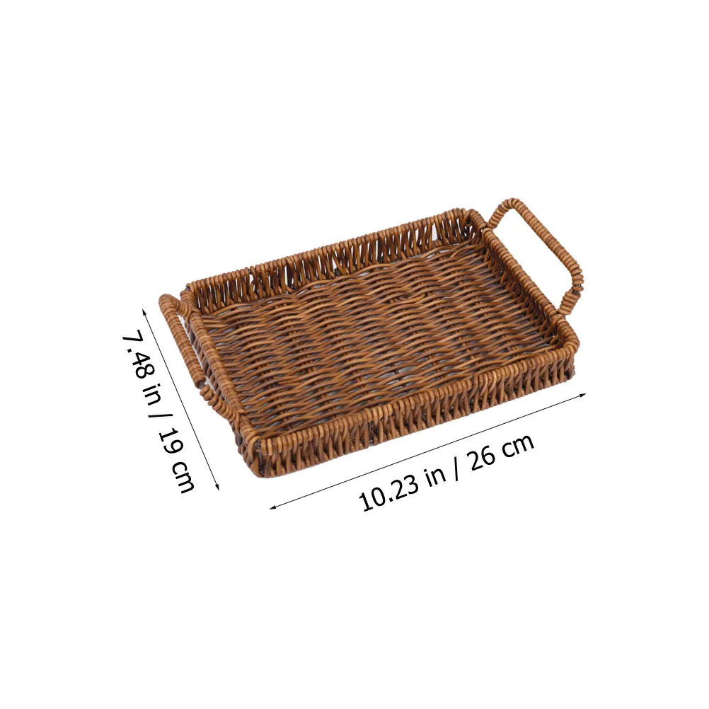 Cesta de pan tejida marrón, soporte de almacenamiento de aperitivos y frutas multifunción, mesa práctica de plástico decorativa para el hogar, cocina, 1 ud.