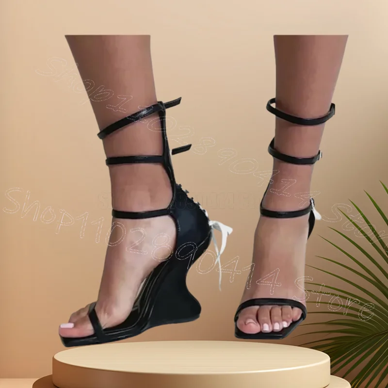 

White Strappy Black Strange Style Heels Sandals Buckle Strap Women Shoes Open Toe Party Feast Dating 2025 Zapatos Para Mujere