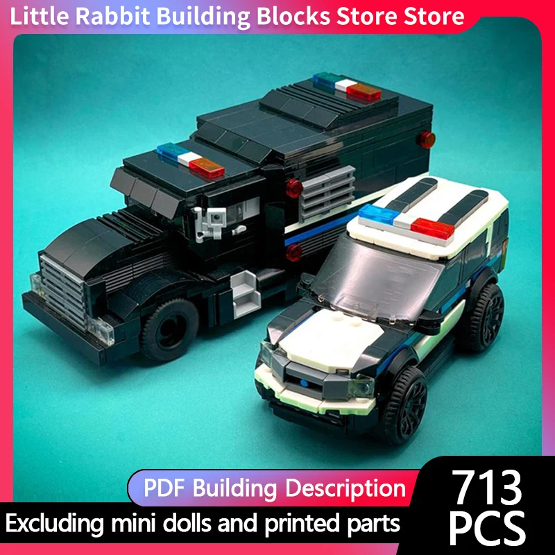 Speed Racing Car Model MOC Building Bricks Police Vehicle Two Pack Modular Technology Children Holiday Gifts Assemble Toys Suit