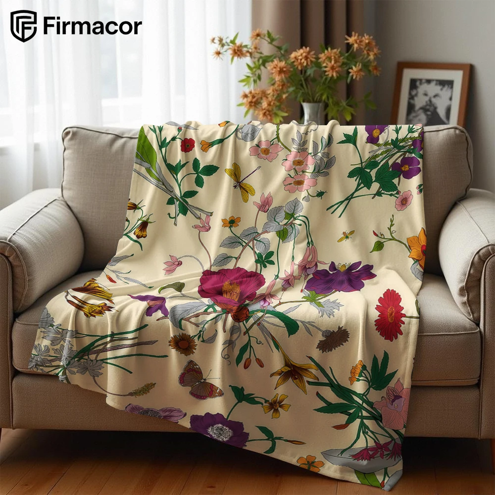 Botanical Floral Ultra Soft Sherpa Fleece Blanket Fluffy Warm Halloween Cozy Throw for Sofa Couch Bedroom Gift All season