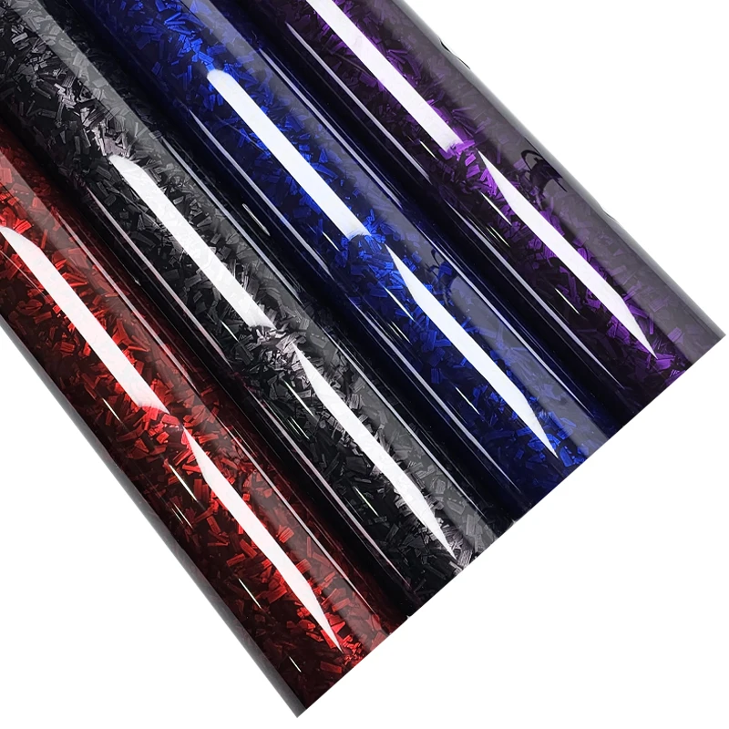 High Glossy Purple Black Red Forged Carbon Fiber Wrap Vinyl Car Decal Film Wrapping Exterior Car Stickers Decals for Vehicle