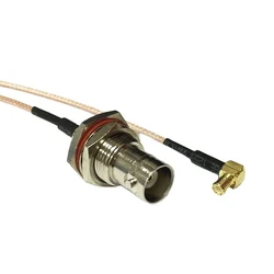 BNC Female Jack Nut Switch MCX Male Plug Right Angle Connector RG178 Jumper Cable 15cm 6