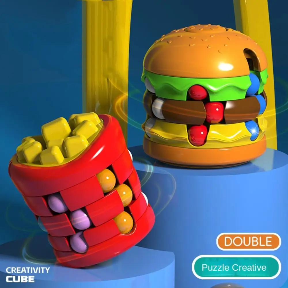 Burger Magic Bean Cube Rotation Brain Teaser Magic Cube Toy Multiple Gameplay French Fries Fidget Spinner Prezenty urodzinowe