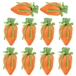 2/4pcs Easter Carrot Gift Bag Carrot Shaped Velvet Jewelry Basket Drawstring Bags candy Treat bag for Spring Easter party kids