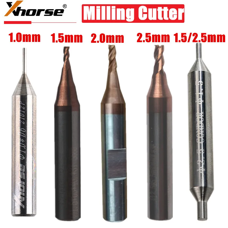 5PCS 1.0mm 1.5mm 2.0mm 2.5mm1.5/2.5mm Milling Cutter for Xhorse CONDOR XC-MINI,Dolphin XP005 XP005L Key Cutting Machine