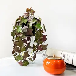 Soft Artificial Copper Coin Grass Plants Realistic Handmade Fake Ivy Leaf Leaves Wall Hanging Mini Bouquet Office