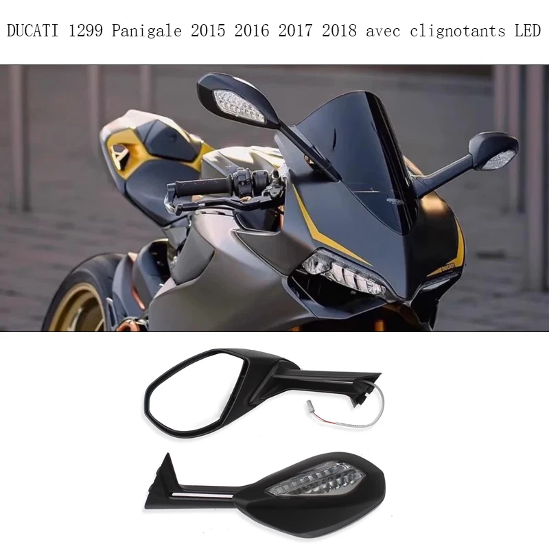 

Rétroviseurs de moto pour DUCATI 1299 Panigale 2015 2016 2017 2018 avec clignotants LED
