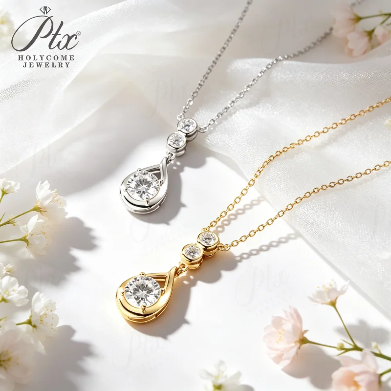Moissanite Necklace 925 Sterling Silver D Color VVS1 Round Cut 1CT Pendant GRA Certified Non‑Fading Commute‑Friendly Gift