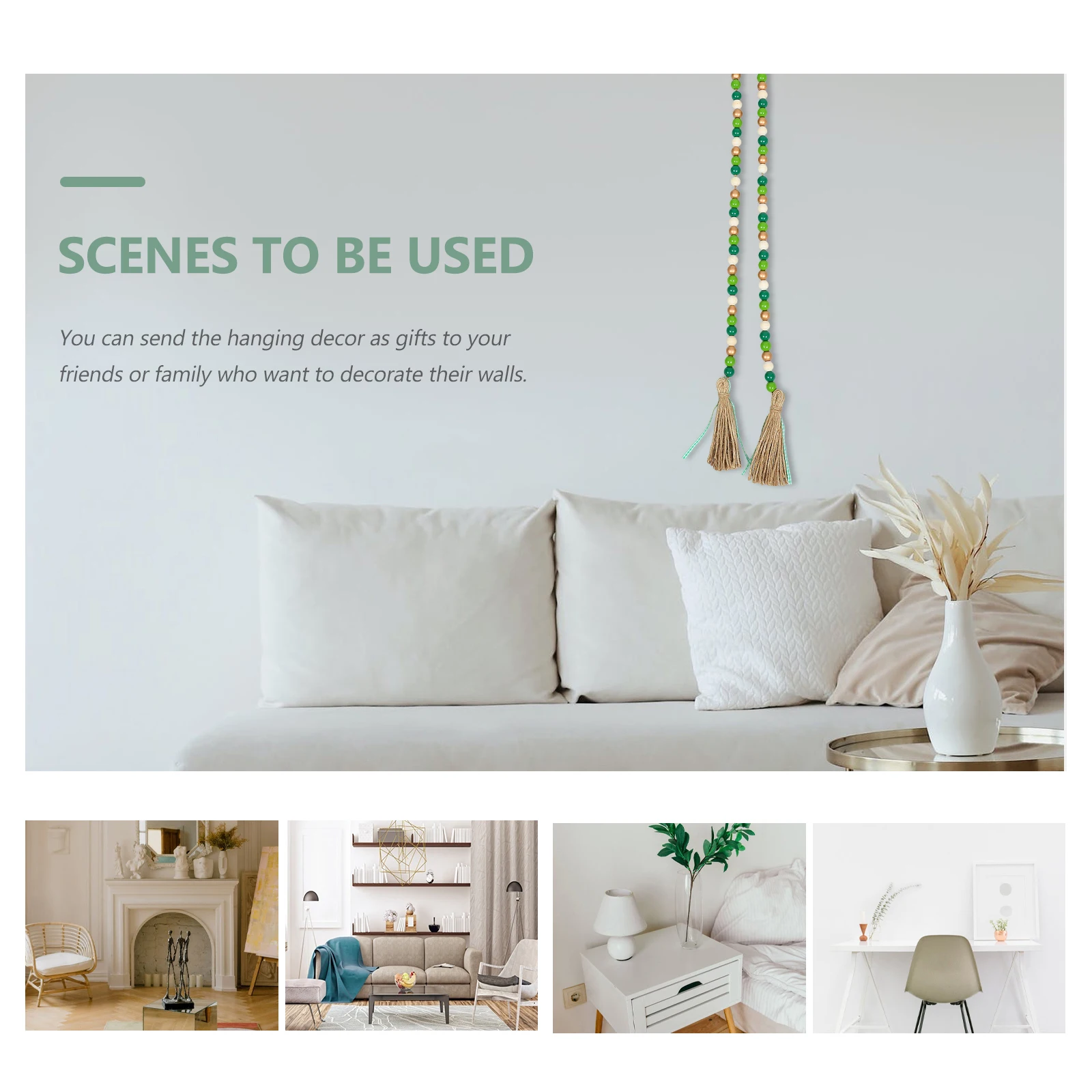 

St Patricks Day Decor Irish Festival Pendant Tassels Farmhouse Wood Beads Rustic Wreaths and Garlands Beaded