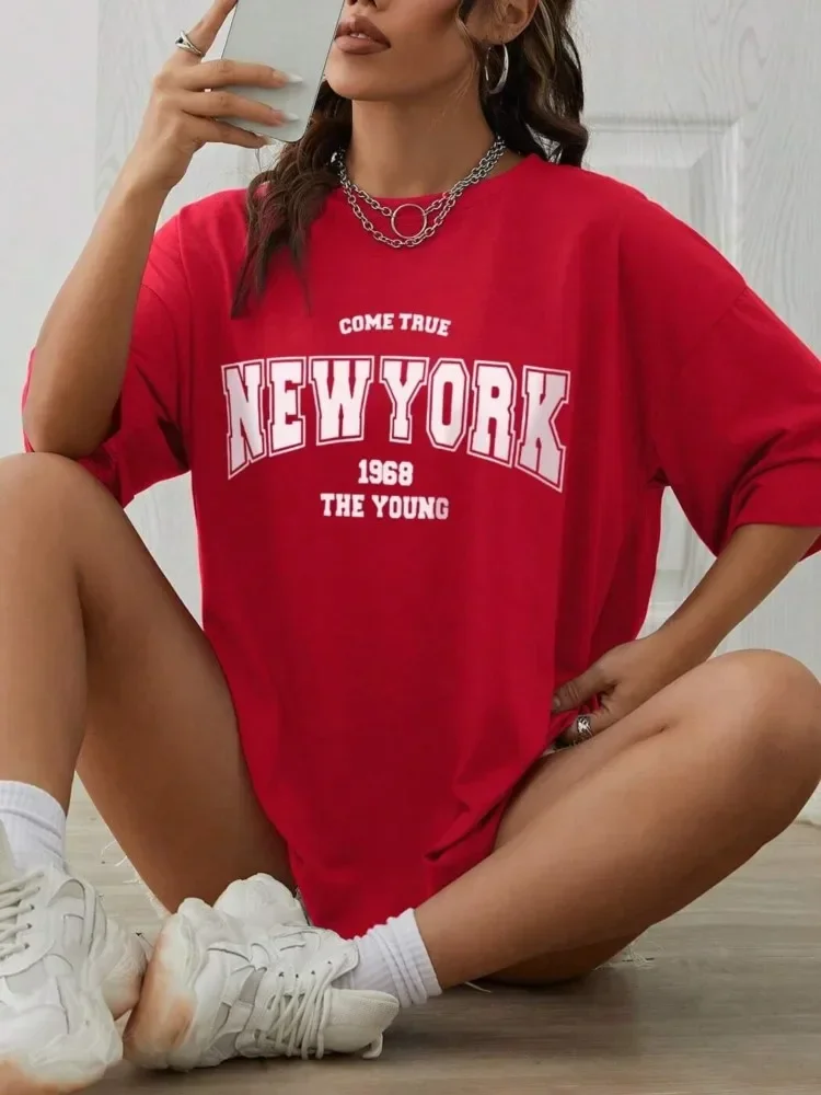 New Summer The New York Is Young  Woman Tshirts Oversize Daily Tshirts Creativity Streettshirt Individual Casual Clothes S-5xl