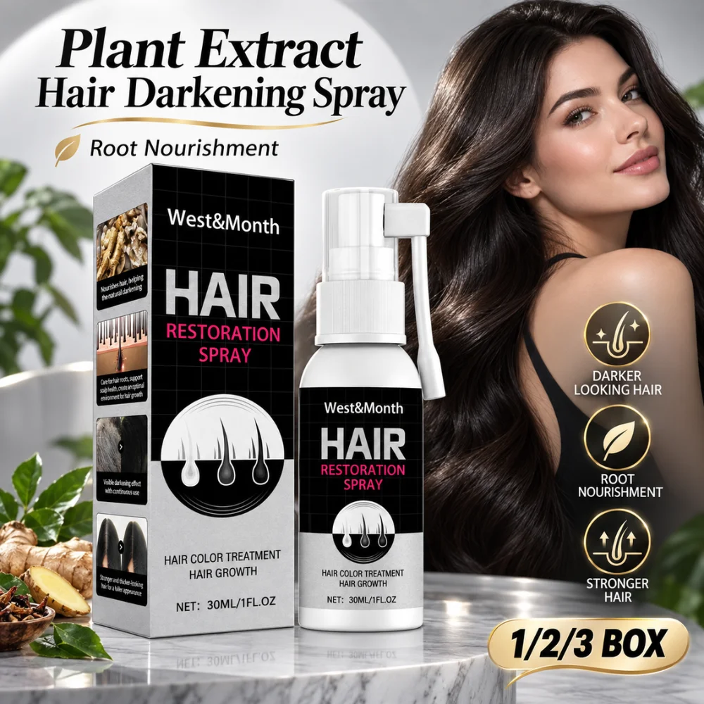30ml Gray White Hair Darkening Spray Polygonum Multiflorum Ginger Extract Quick Absorb Scalp Conditioner Hair Care Serum