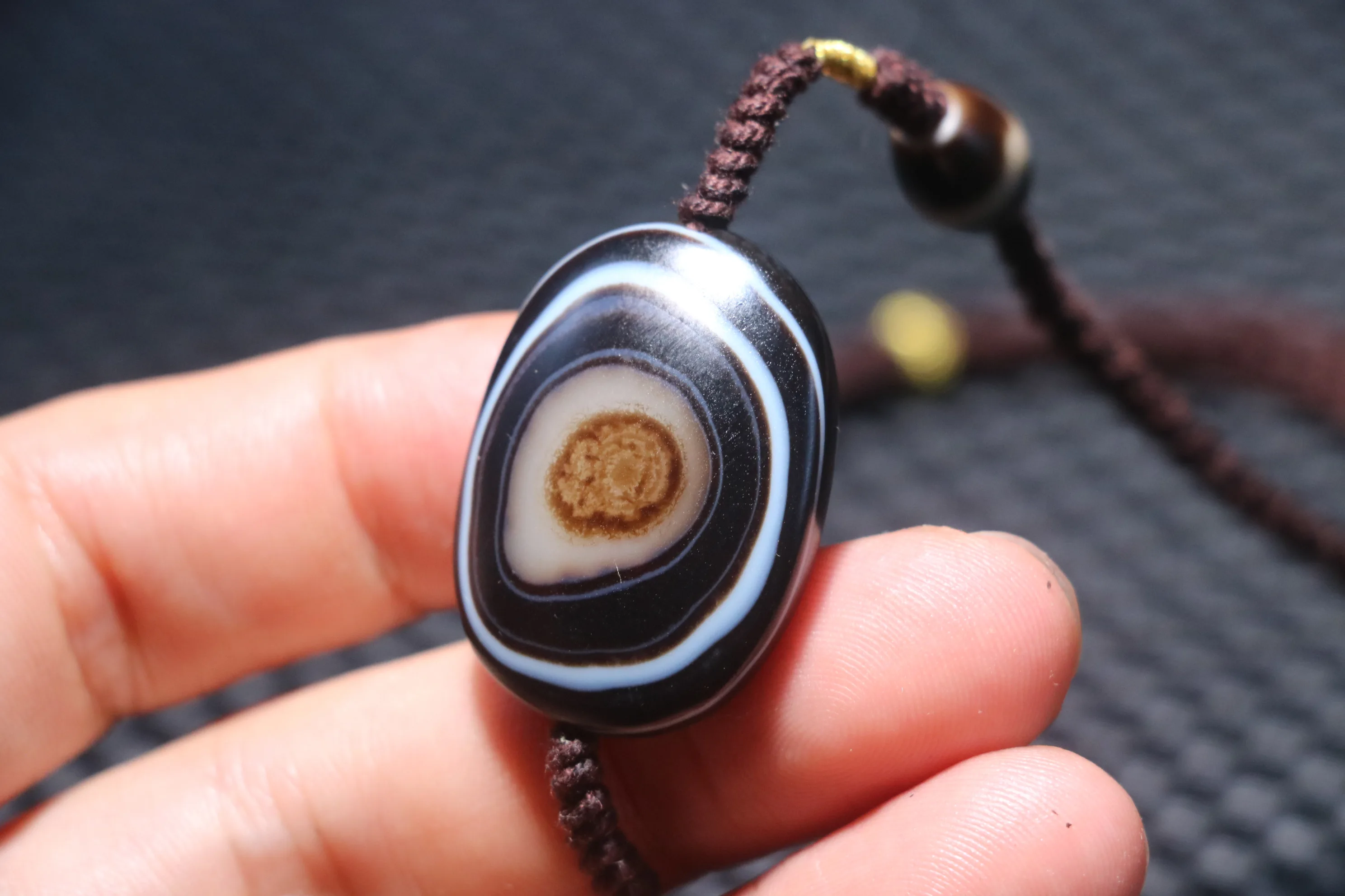 Magic Energy Tibetan Old Agate Goat Heaven Eye Rich dZi Bead Necklace Pendant $$ Timestown  AA