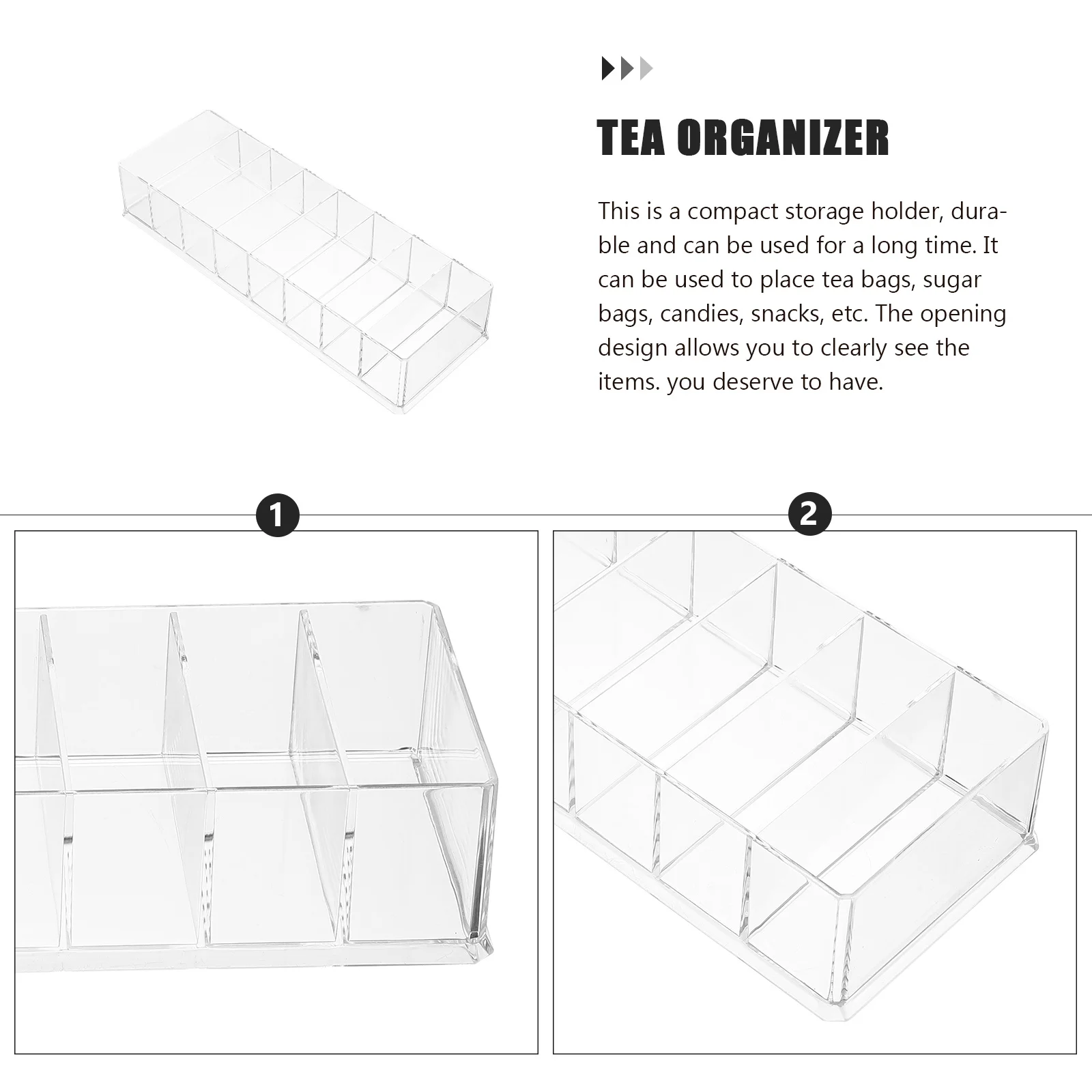 

Multi-Function Household Tea Bag Organizer Transparent Desktop Coffee Organizer Storage Holder for Candy Sugar Snack Supplies