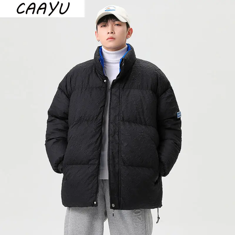 

CAAYU 2022 Winter Down Jacket Men's Fashion Harajuku Oversized Body Warmer Coat Japanese Streetwear Windproof Outwear Coat Male