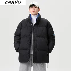 CAAYU 2022 Winter Down Jacket Men's Fashion Harajuku Oversized Body Warmer Coat Japanese Streetwear Windproof Outwear Coat Male