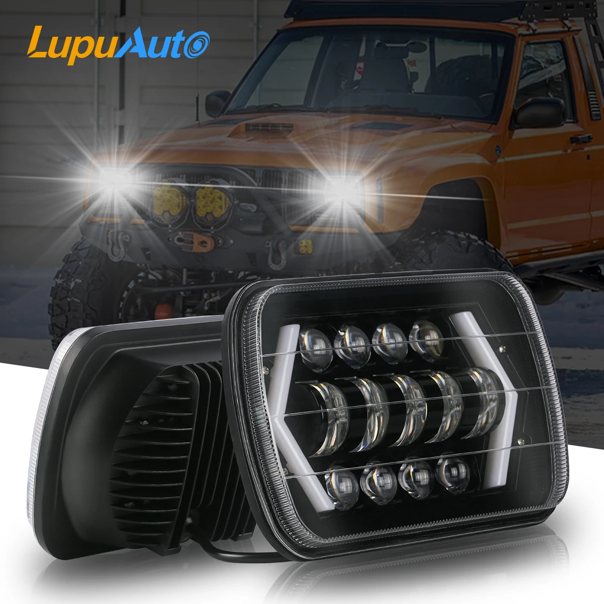 

2Pcs Square LED Headlights 5x7" Hi-Low Beam 55W for Chevrolet Jeep Cherokee XJ Truck 12V Super Bright Jeep Headlight Lamp Bulb