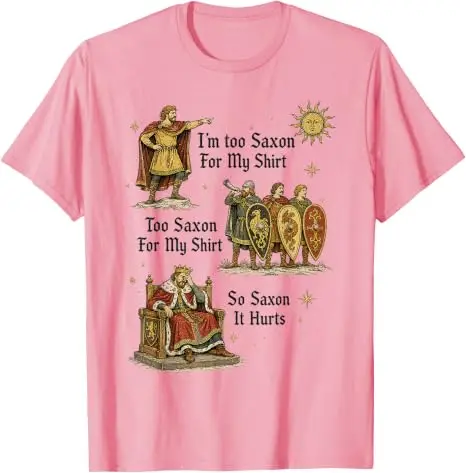 Zu sächsisch für mein Hemd – Lustiges T-Shirt mit mittelalterlichem Humor, Y2k, angelsächsisches Vintage-Grafik-T-Shirt, weiche Baumwolle, kurzärmelig. – Detail 6