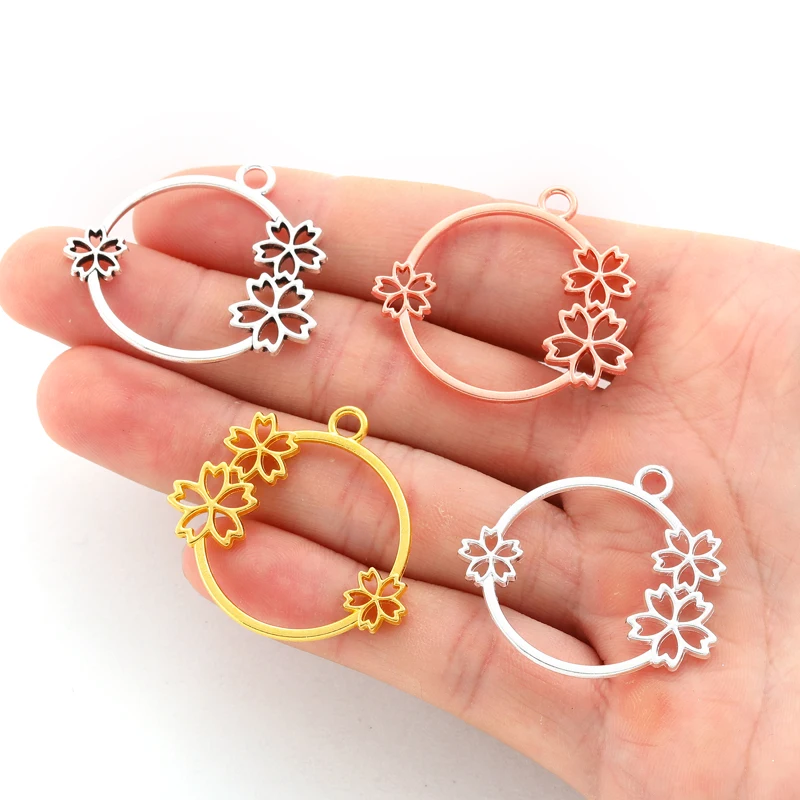 10pcs 6 Color Flower garland Charms Alloy For earring Pendants DIY Handmade Jewelry Accessories Making 33*36mm B203