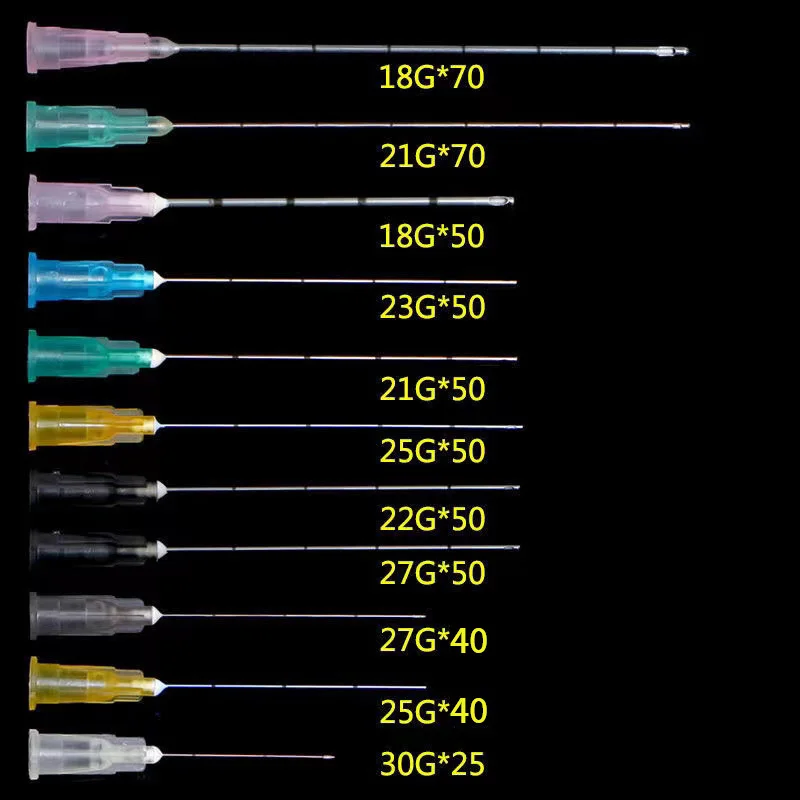 

Disposable Micro Tip Blunt Cannula for Filler Injection 18G 21G 22G 23G 25G 27G 30G 38mm 50mm 70mm Body Piercing Needles/50PCS