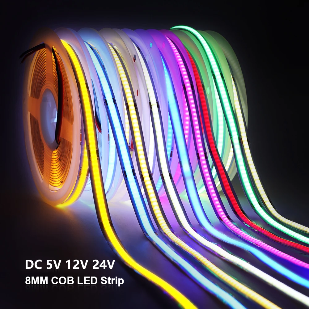 5V 12V 24V COB LED Strip 320LEDs/m High Density RA90 Flexible FOB LED Tape Light Bar Linear Ribbon 0.5-5m USB LED Light