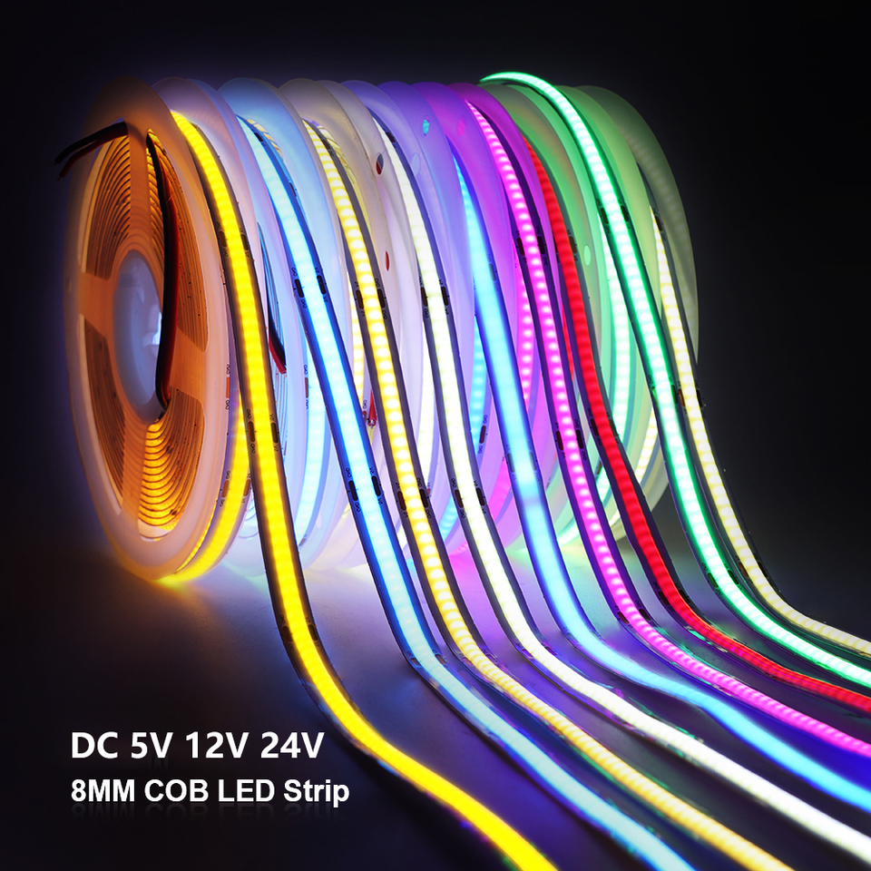  5V 12V 24V COB LED Strip 320LEDs/m High Density RA90 Flexible FOB LED Tape Light Bar Linear Ribbon 0.5-5m USB LED Light 