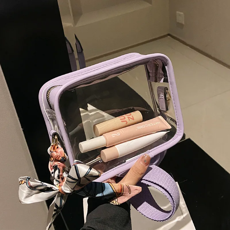 Women Fashion Transparent Crossbody Mini Square Purse Girls Ladies Decorative Small Clear PVC Phone Stadium Approved Sling Bag