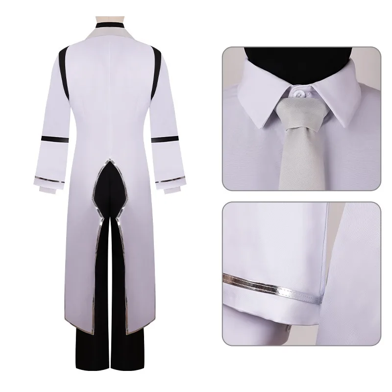 Anime Sigma Cosplay Costume White Shirt Coat Black Pants Lining with Wig Full Set Role Play Outfit for Men Halloween Party