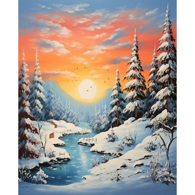 

GATYZTORY Diamond Painting New Square Rhinestones Landscape Full Round Diamond Mosaic Home Wall Art Decoration