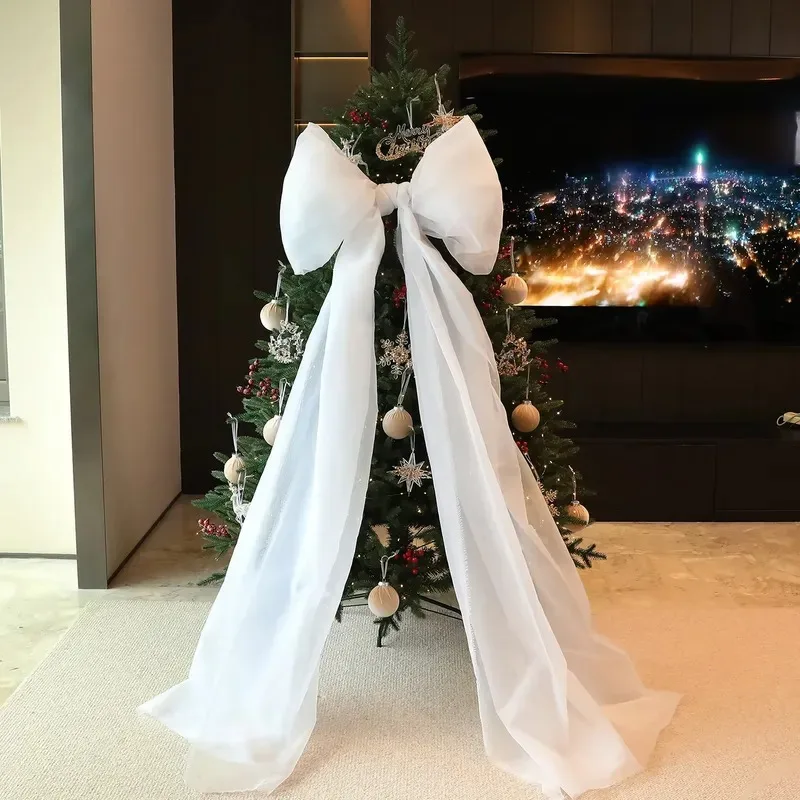 Christmas tree bow decoration set, Christmas atmosphere arrangement, hotel floor-to-ceiling Christmas tree decoration