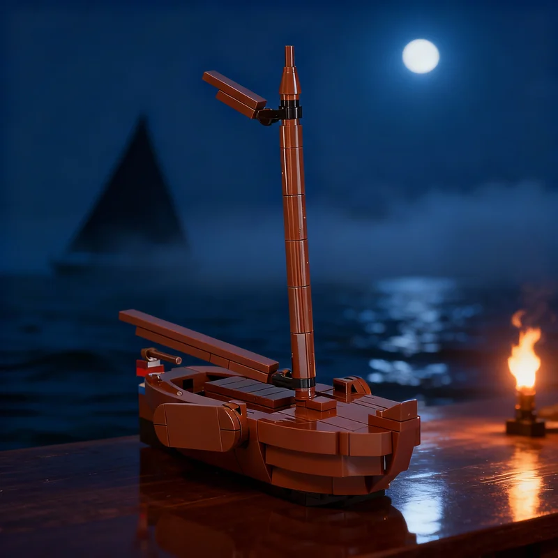 184 pièces MOC Bateau à voile en bois, modèle Trui, blocs de construction, jouet d'architecture, idée cadeau de Noël créatif, briques éducatives pour enfants