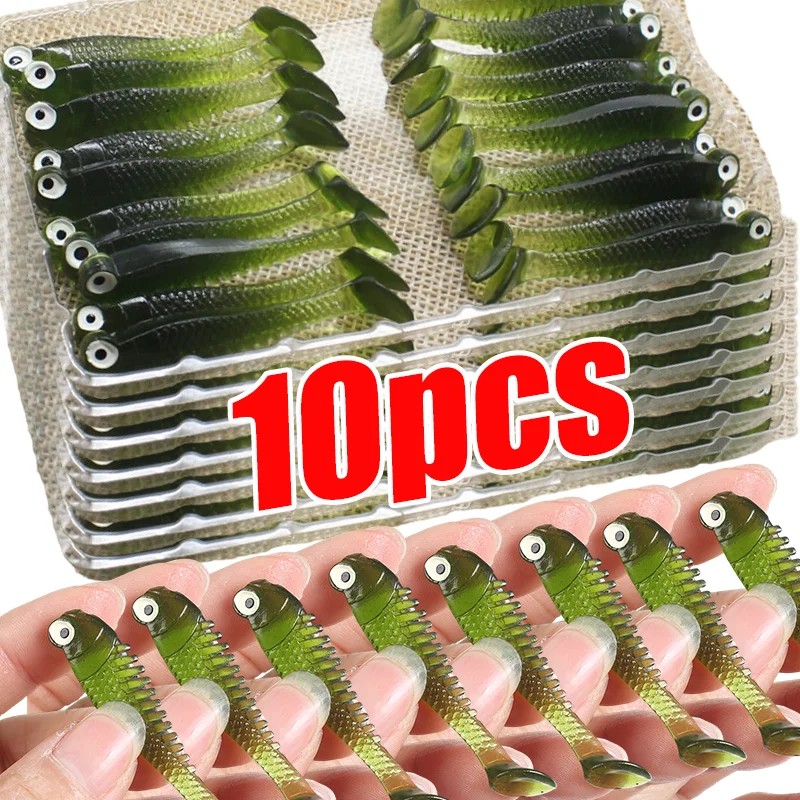 توهج في الظلام الصيد إغراء لينة سيليكون واقعية شكل الأسماك الطعم ليلة الصيد أداة أساسية المياه العذبة المياه المالحة 5/10 قطعة #2