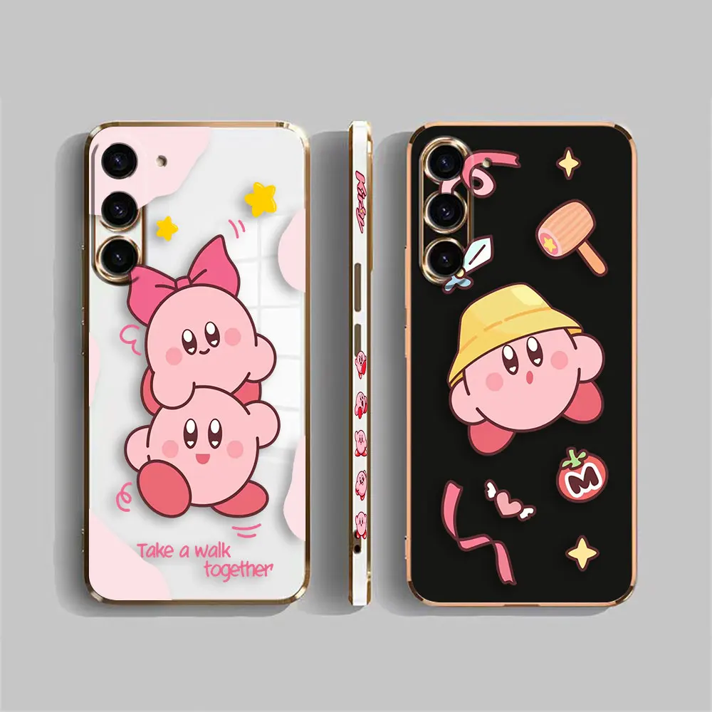 

Cover Smooth E-TPU Phone Case For Samsung S24 S23 S22 S21 S20 FE S10 S9 A01 PLUS ULTRA 5G Case Shell Funda Cartoon Cute K-Kirby