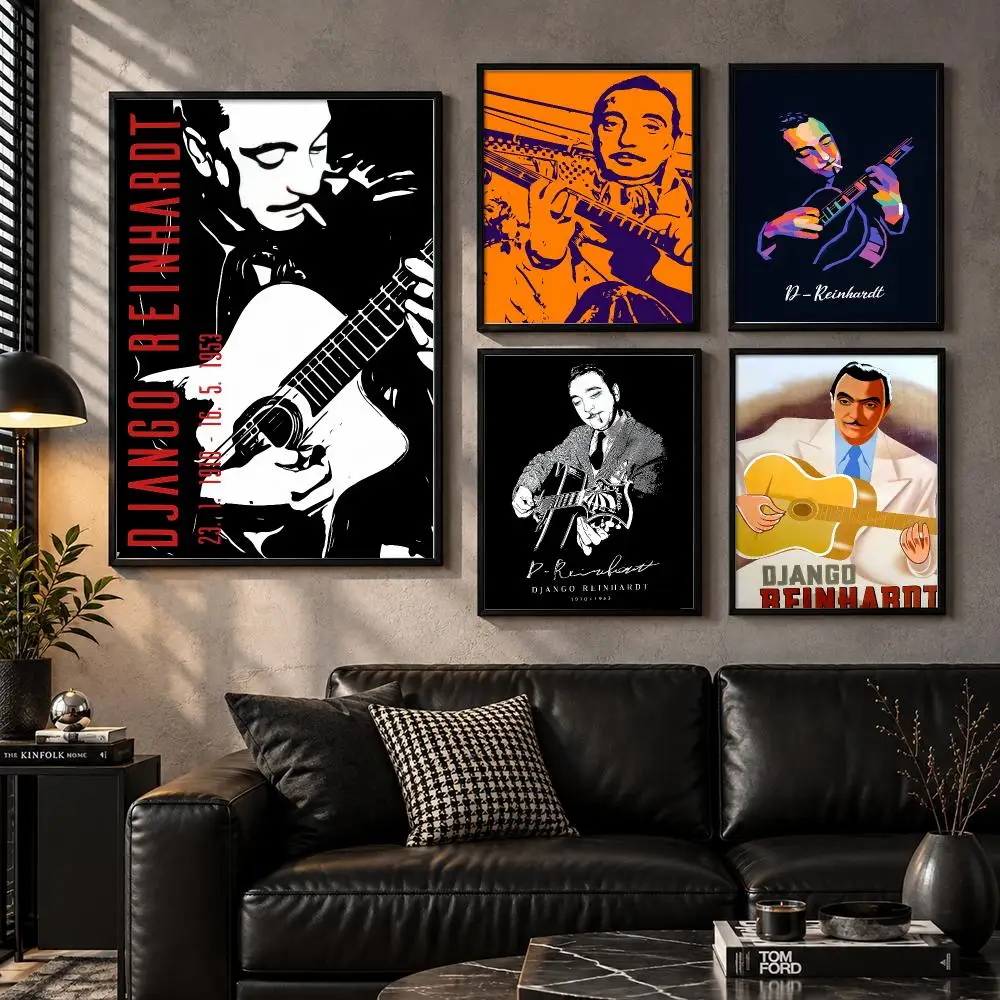 Guitarist D-Django Reinhardt Poster Wall Art Sticker For Living Bedroom Bar Home Decor Mural Painting Decoration