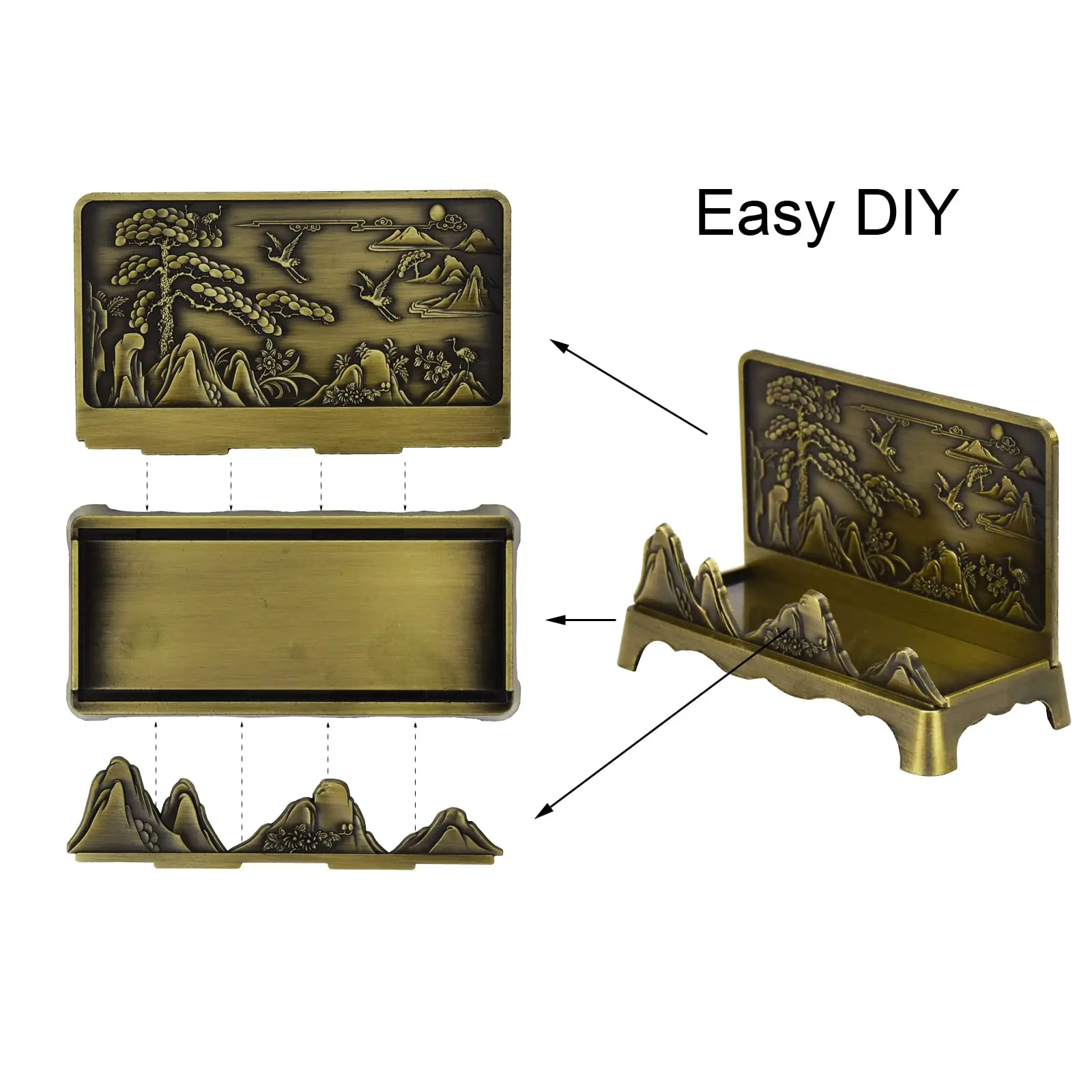 Card Holder Vintage Office Desk Card Holder Pine Landscape Card Holder Desktop For Tea Table Office Front Desk Office Desk