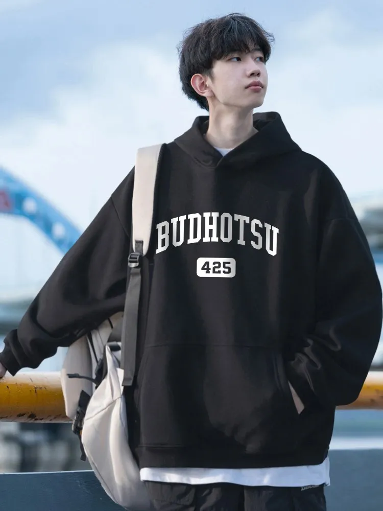 

Youth Hoodie Sweatirt Men's Autumn Winter American Retro Simple Letter Print Casual Sports Jaet Trendy Loose Fit Long Sve