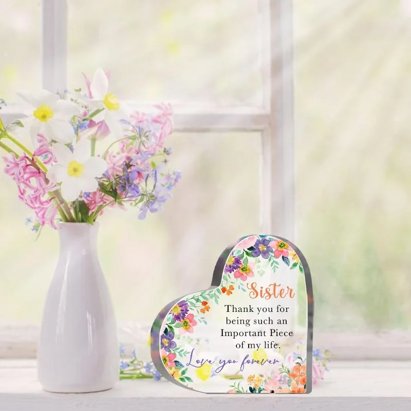 2D plane, sisters appreciation, heart-shaped acrylic souvenir, meaningful gift for sisters's birthday