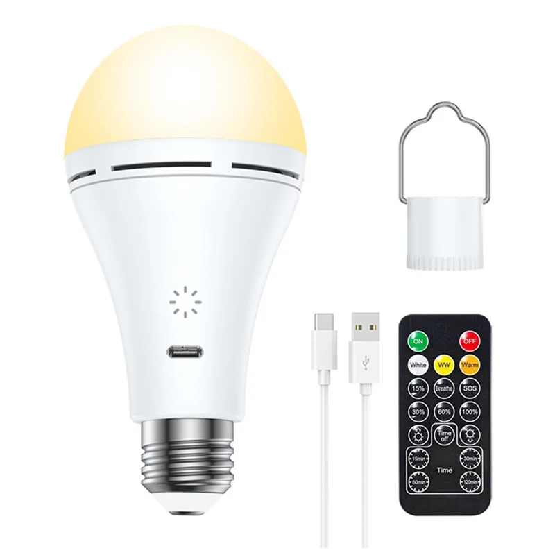 ABMO-bombilla LED recargable por USB, atenuación táctil inteligente, interruptor de sincronización remota de temperatura de 3 colores para exteriores y hogar, 1 unidad